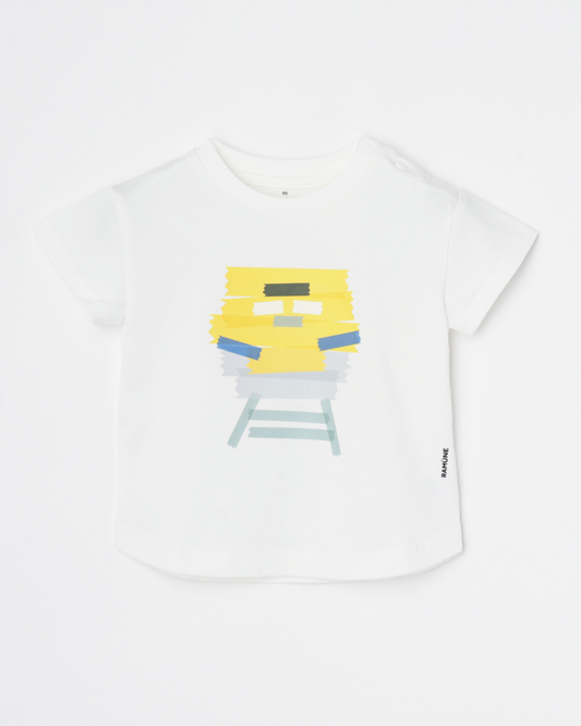 電車柄 半袖Tシャツ 男の子 イエロー 1〜6歳|RAMÜNE TAPE TRAIN YELLOW