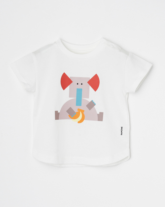 ぞう ブロック柄 半袖Tシャツ 男の子｜RAMÜNE BLOCK ANIMALS ELEPHANT