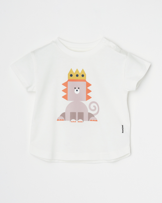 ライオン ブロック柄 半袖Tシャツ 男の子｜RAMÜNE BLOCK ANIMALS LION