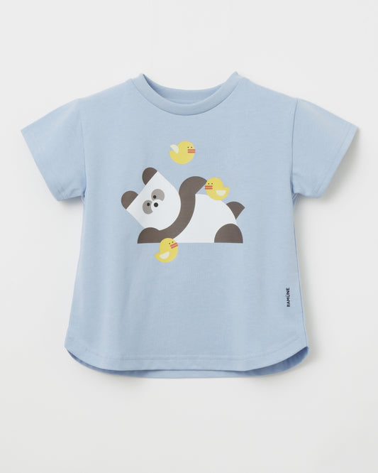 パンダ ブロック柄 半袖Tシャツ 男の子｜RAMÜNE BLOCK ANIMALS PANDA