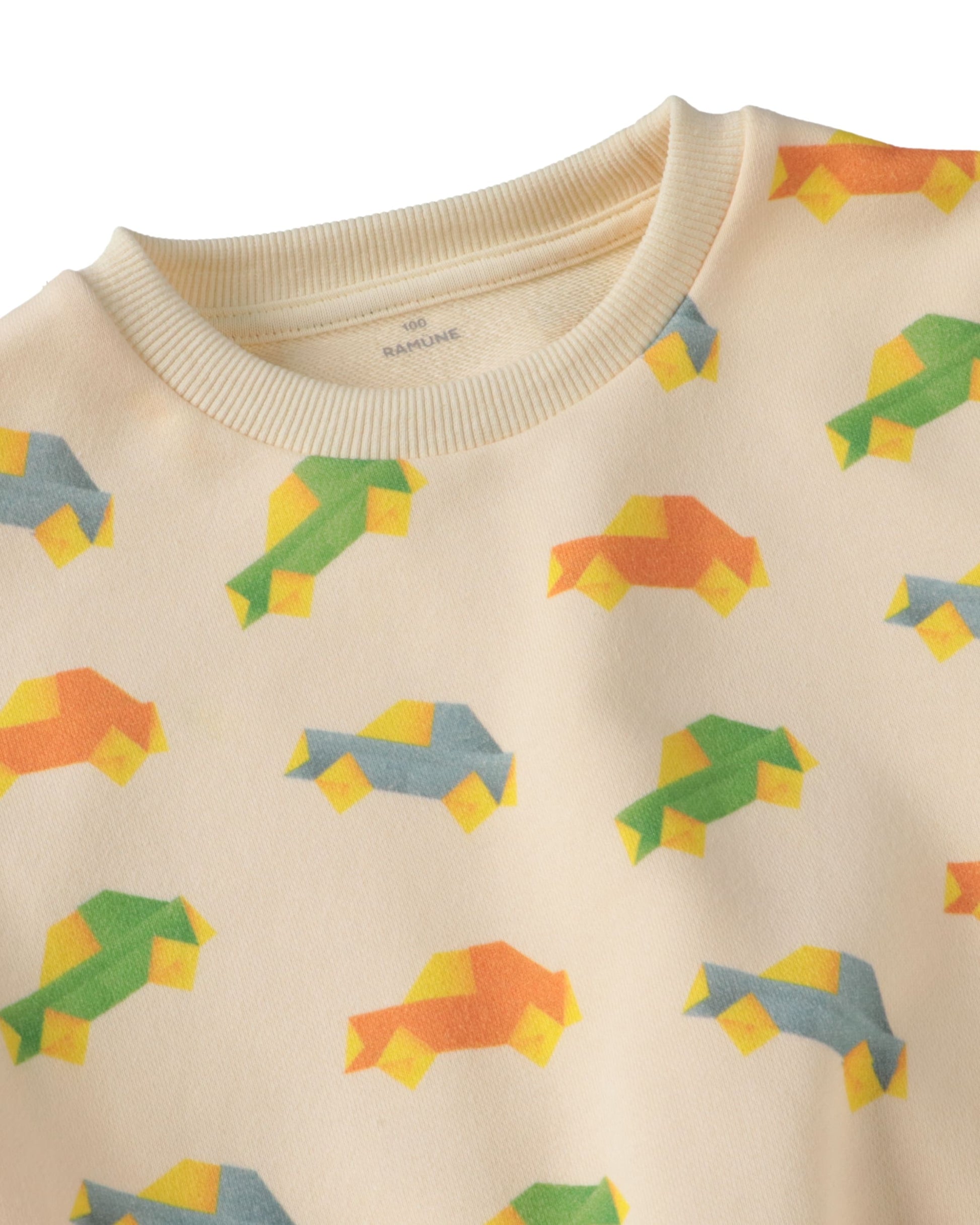 ORIGAMI CAR [CREAM] 背面｜RAMÜNE キッズTシャツ
