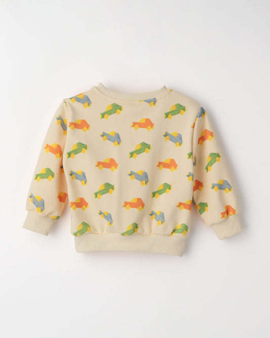 ORIGAMI CAR [CREAM] プリント柄アップ｜RAMÜNE