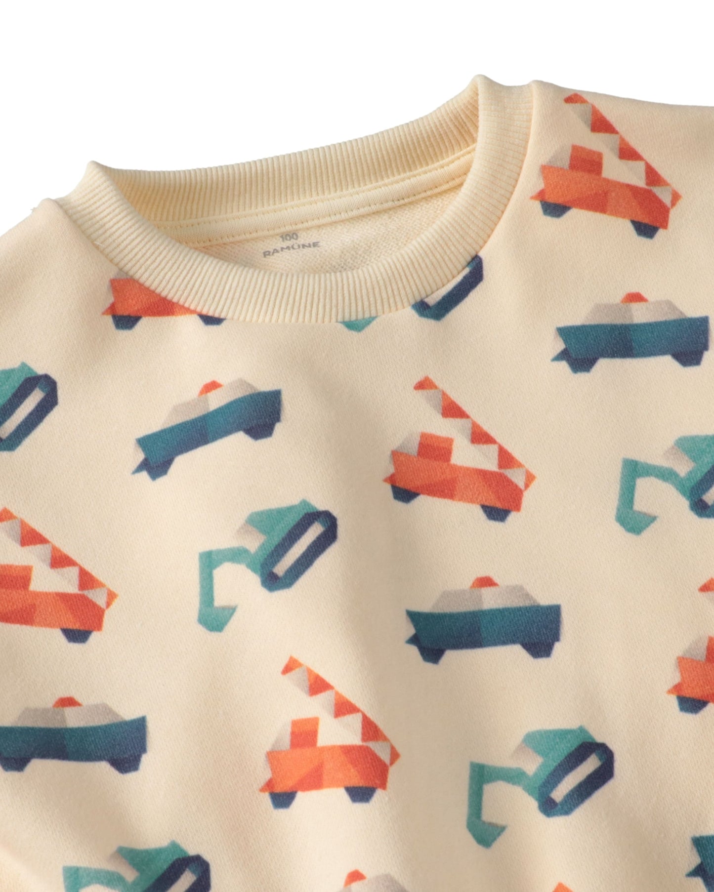 ORIGAMI WORK CAR [CREAM] 背面｜RAMÜNE キッズTシャツ